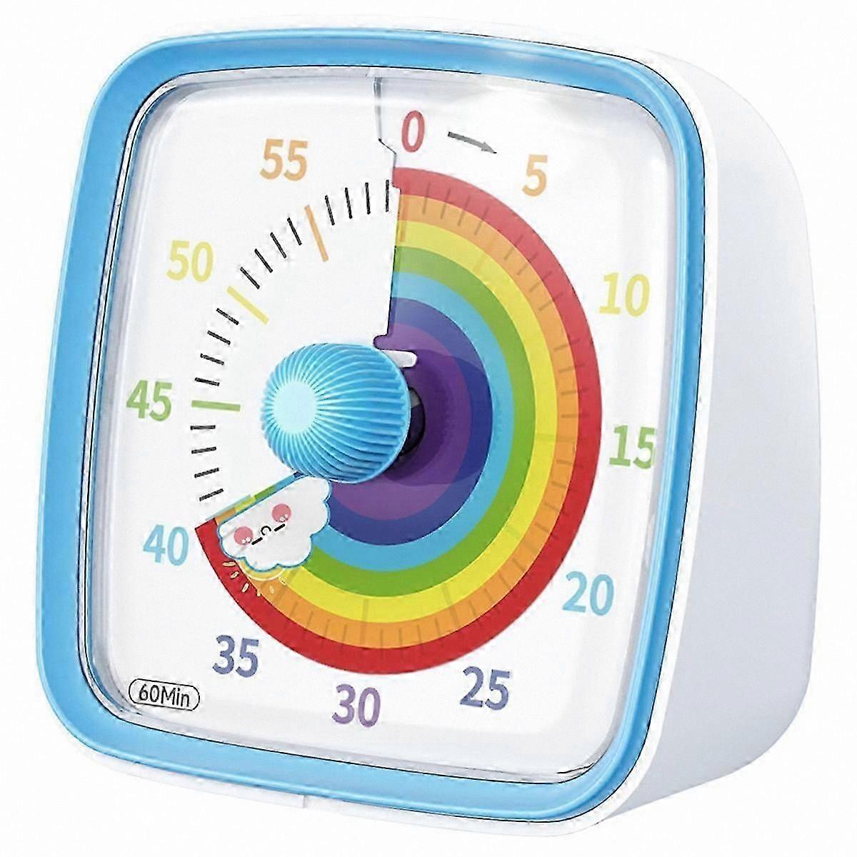 60-Minute Visual Timer with Night Light, Pomodoro Countdown Timer, Rainbow Pattern for Kids