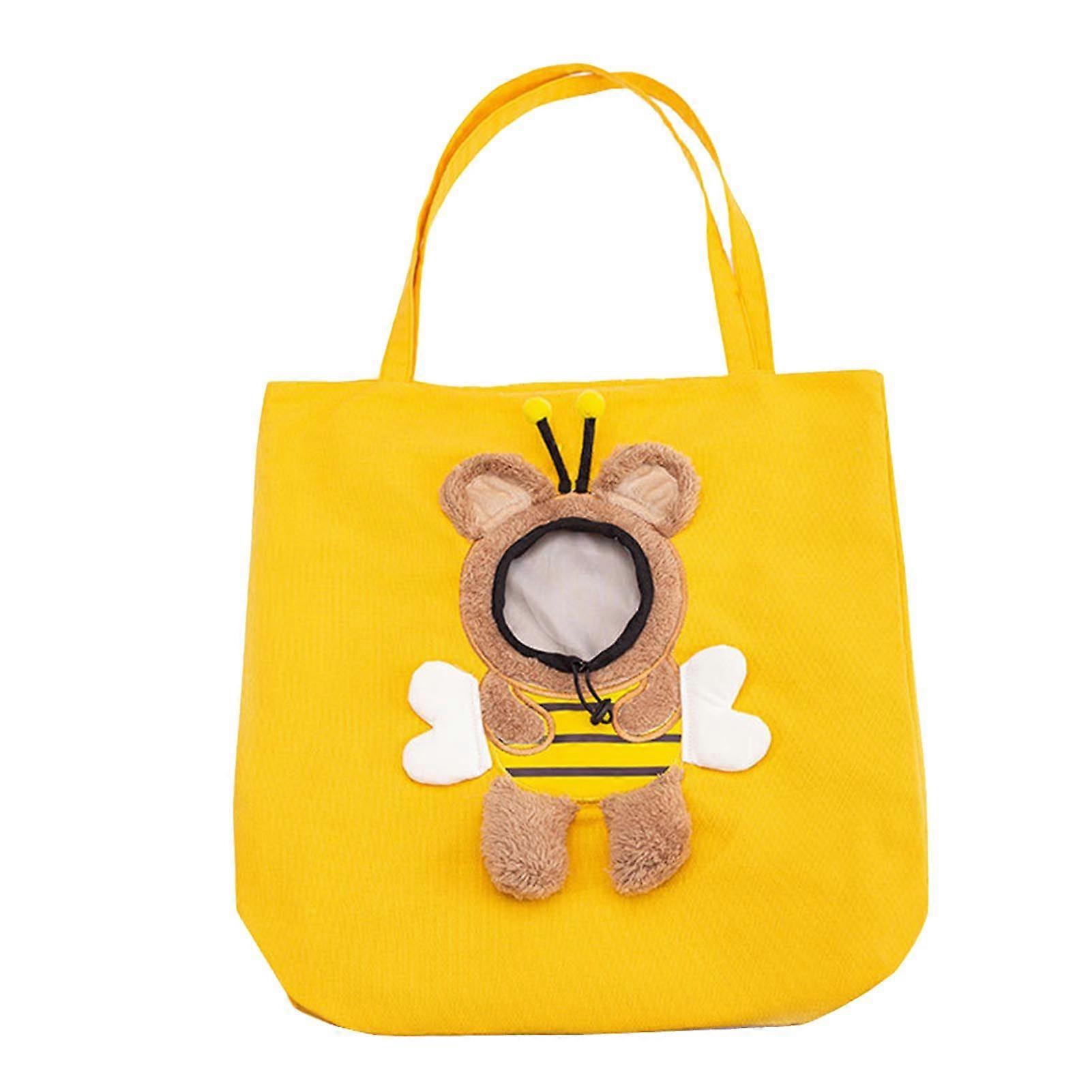 Pet Shoulder Bag Breathable Adjustable Elastic Opening Cute Canvas Pet Carrying Bag for Puppy Cat Bee Extra Large (Recommended Weight 36kg / 6.613.2lb