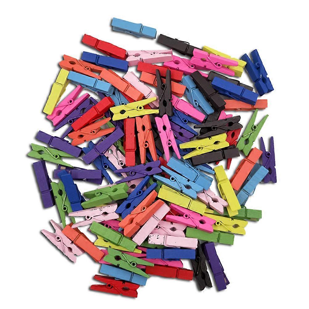 100Pcs Wooden Clips for Food Sealing with Assorted Color Mini Clips