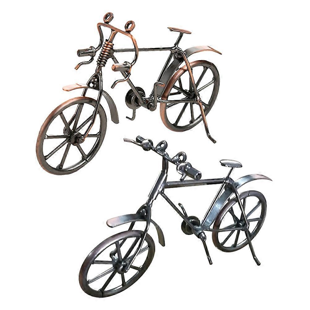 Iron Model for Office Decorative Creative Bike Craftss 2Pcs