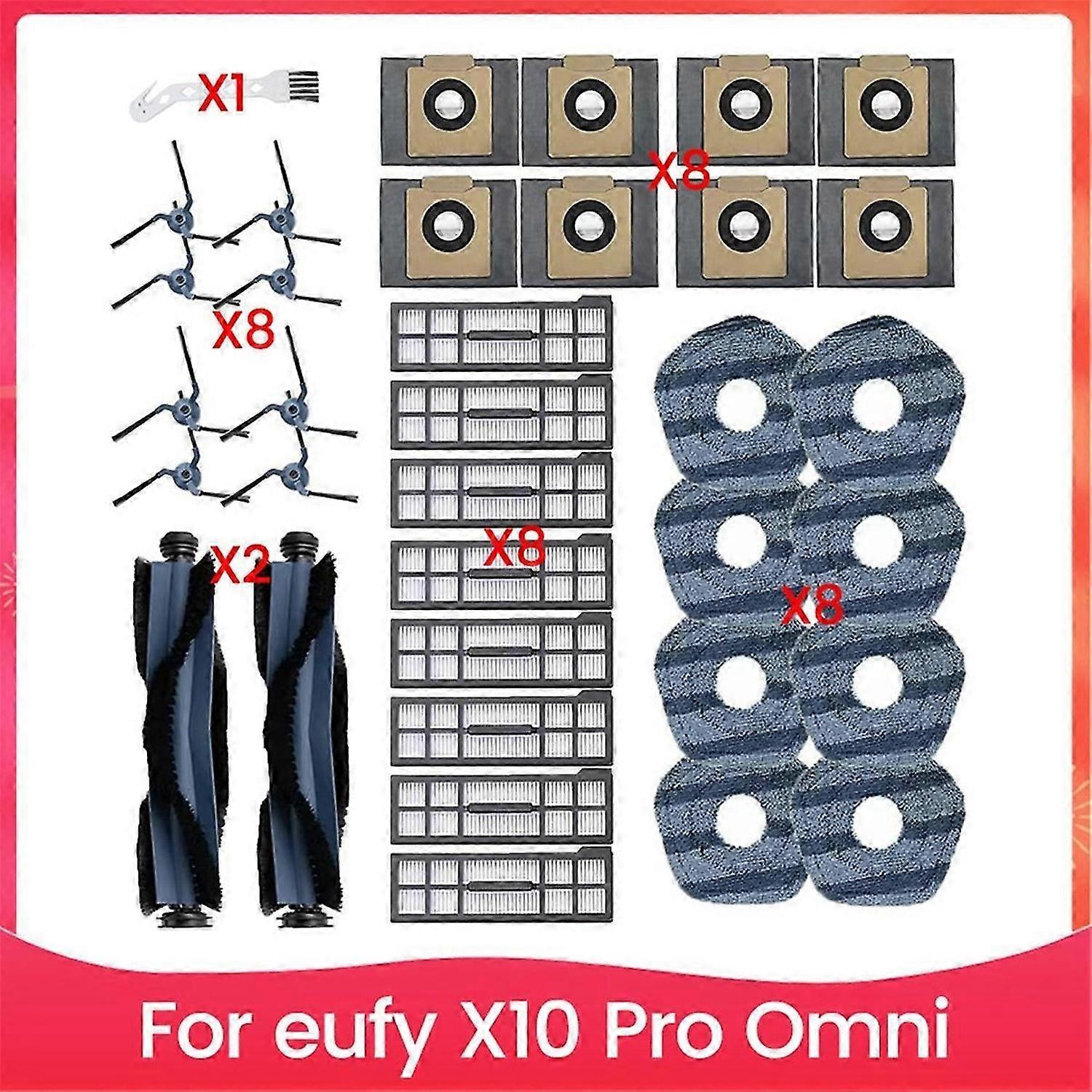 35PCS Brush Filter and Mop Cloth Kit for X10 Pro Omni