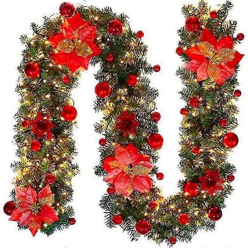 27m Christmas Garland Vine Decoration for Indoor Fireplace Staircase Party Decor Without LED Lights