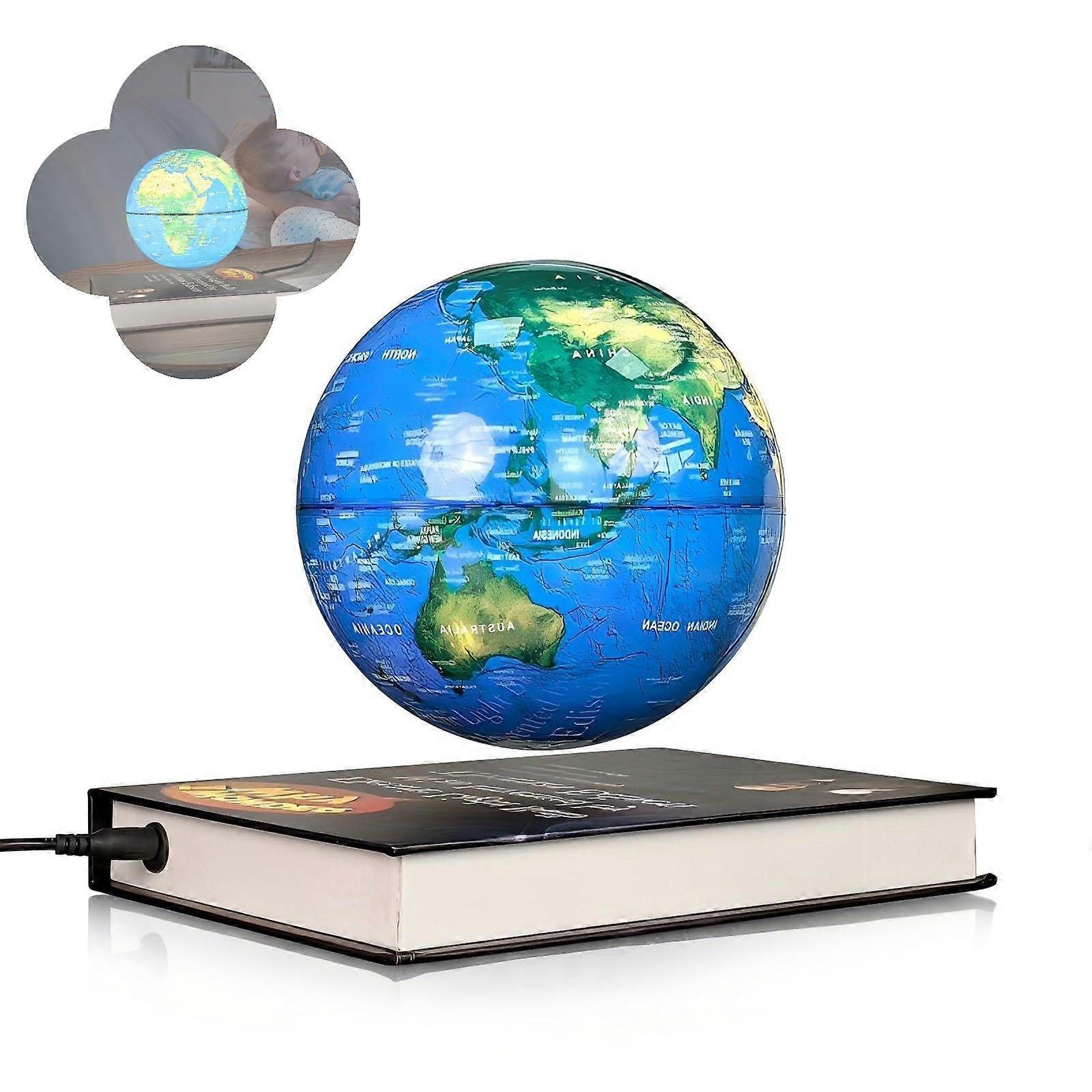 Magnetic Levitation Floating Globe 6Inch 360 Degree Rotation LED Color Changing Light Blue Educational Gift