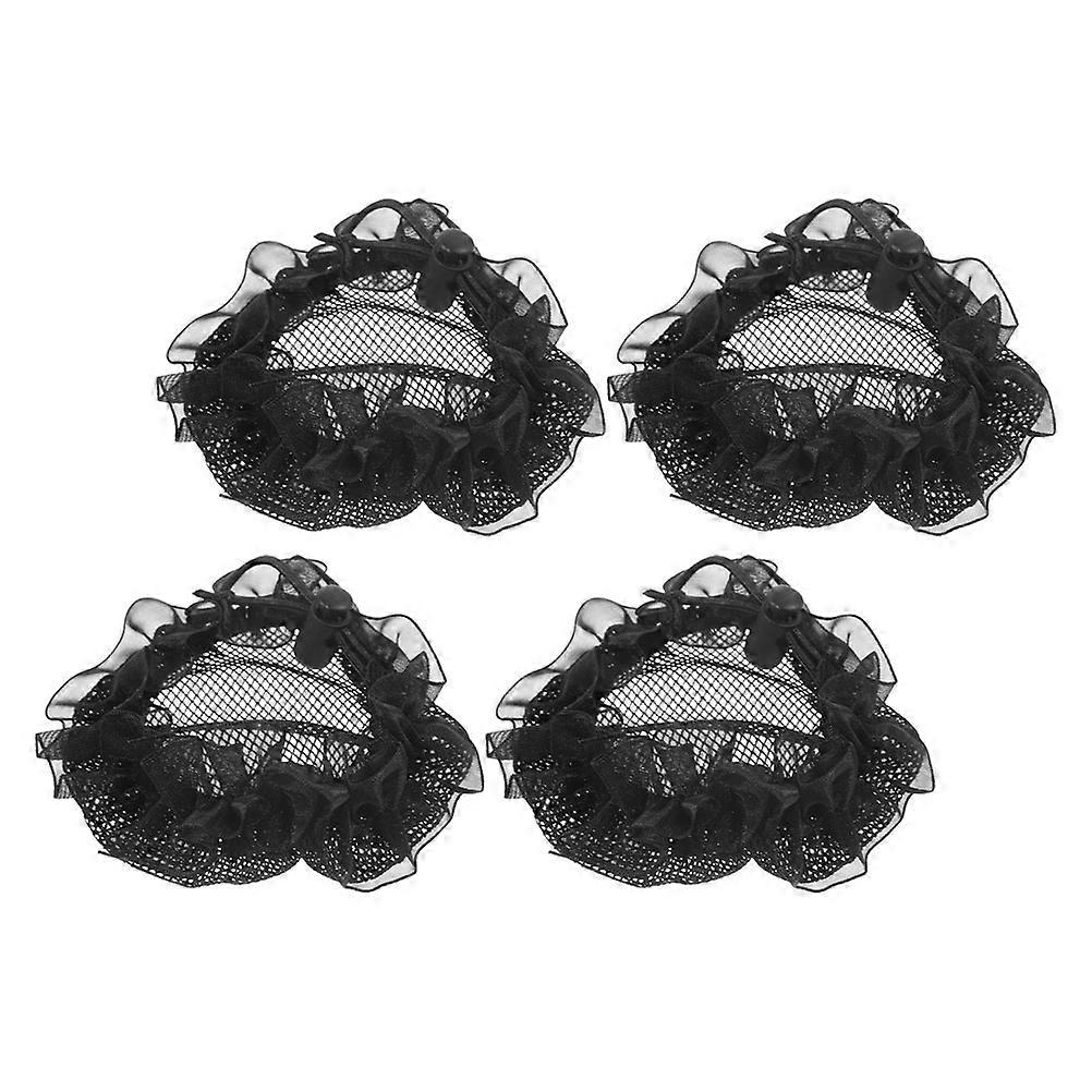 Black Hair Bun Nets for Dance Kids Mesh Hair Bun Maker 20Pcs Set