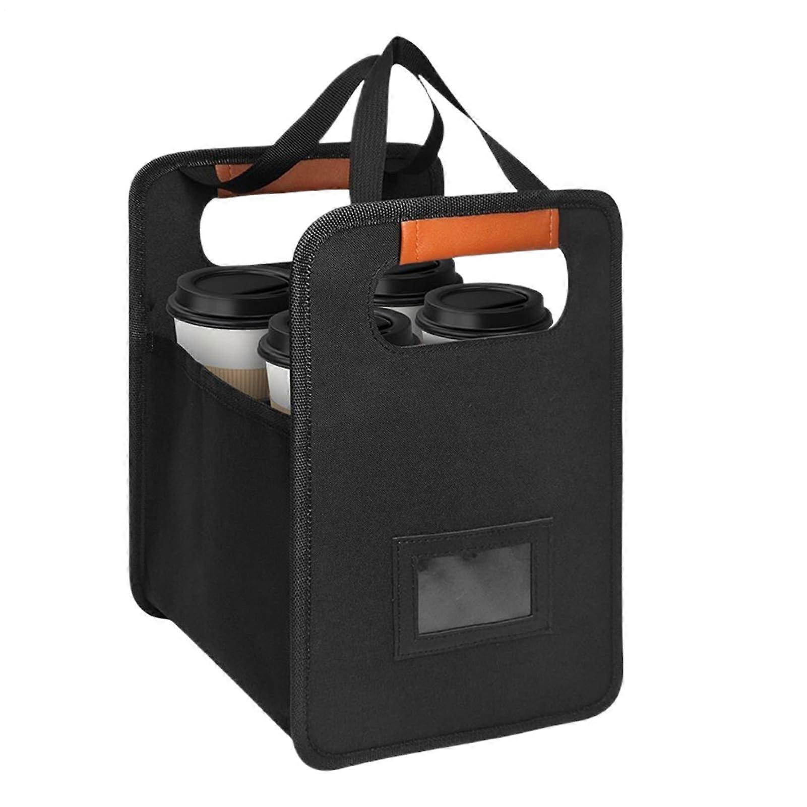 4 Cup Drink Carrier Foldable Cup Holder With Adjustable Dividers Reusable 4Cup Tray For Travel And Delivery