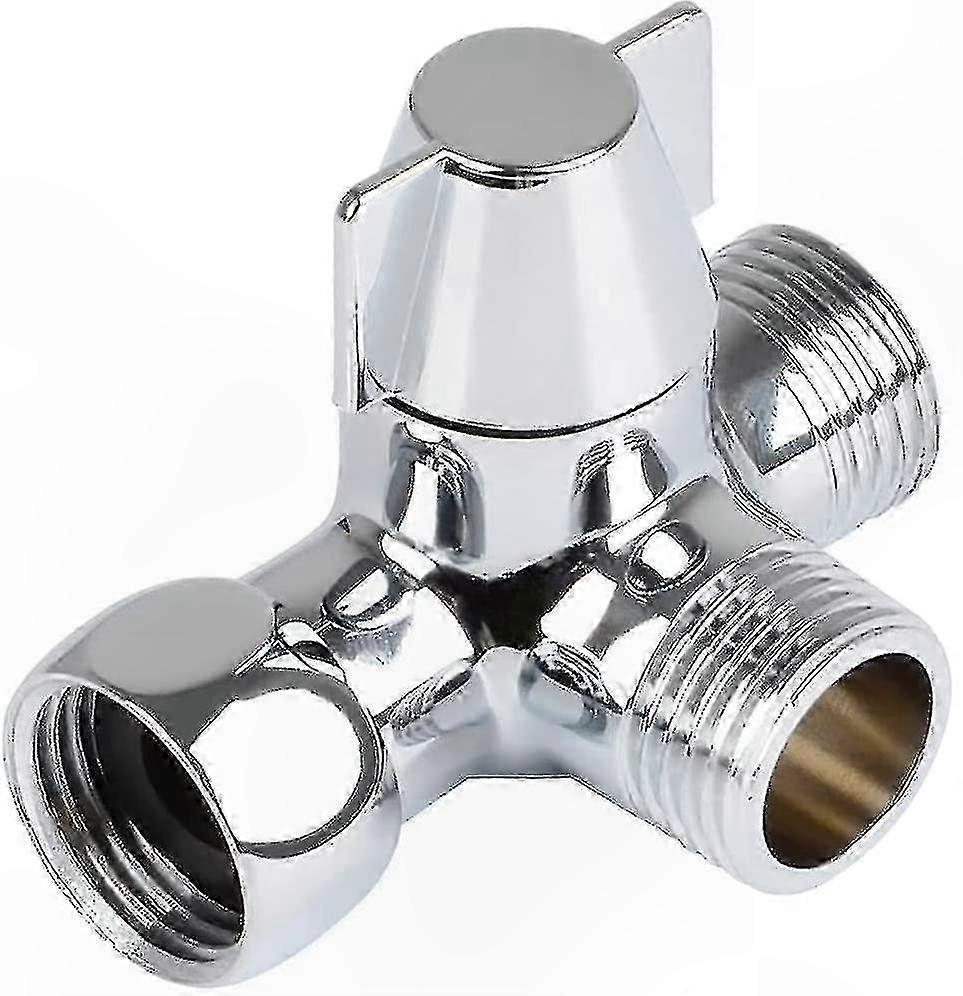 3-Way Shower Diverter Valve, G1/2 Inch T-Adapter with Shut-Off, Solid Brass, Polished Chrome Finish