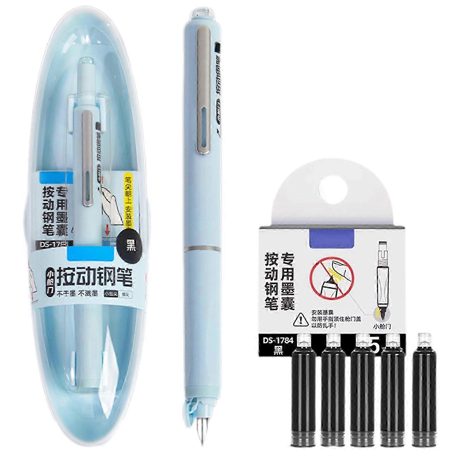 Fountain Pen Retractable Retractable Fountain Pen Fine Nib Set Includes 5 Refillable Ink Cartridges for Calligraphy Journaling