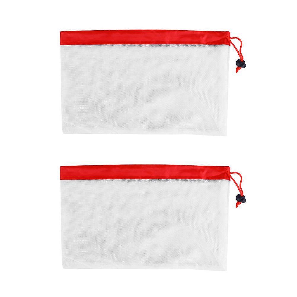 Reusable Mesh Produce Bag for Storage 2Pcs Red Breathable Grocery Bags