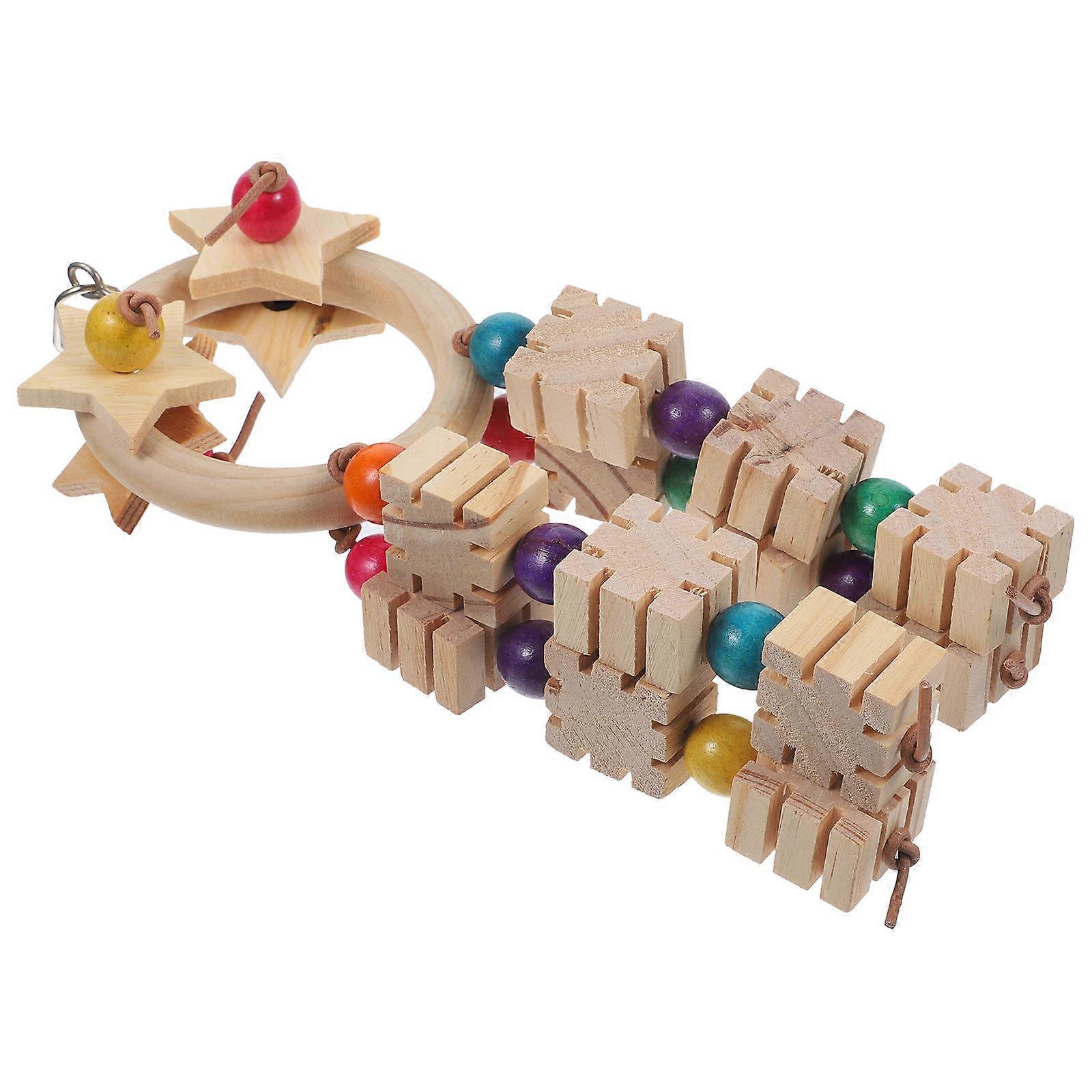 Wooden Parrot Toy Bird Chew Toy for Cage Hanging 2Pcs