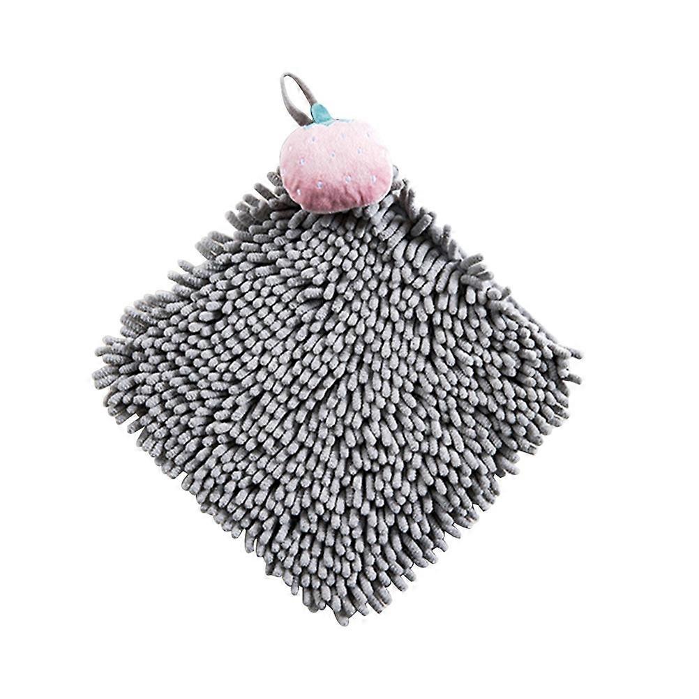 Grey Chenille Hand Towel for Home Use Quick-Drying Hanging Water Absorption