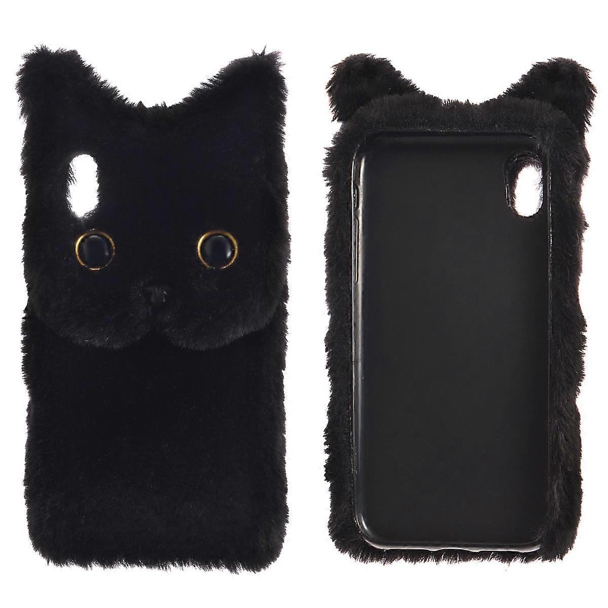 Shockproof Plush Phone Cover Black With Cat Shape Designed For Everyday Use Targeting Women Available In 1Set