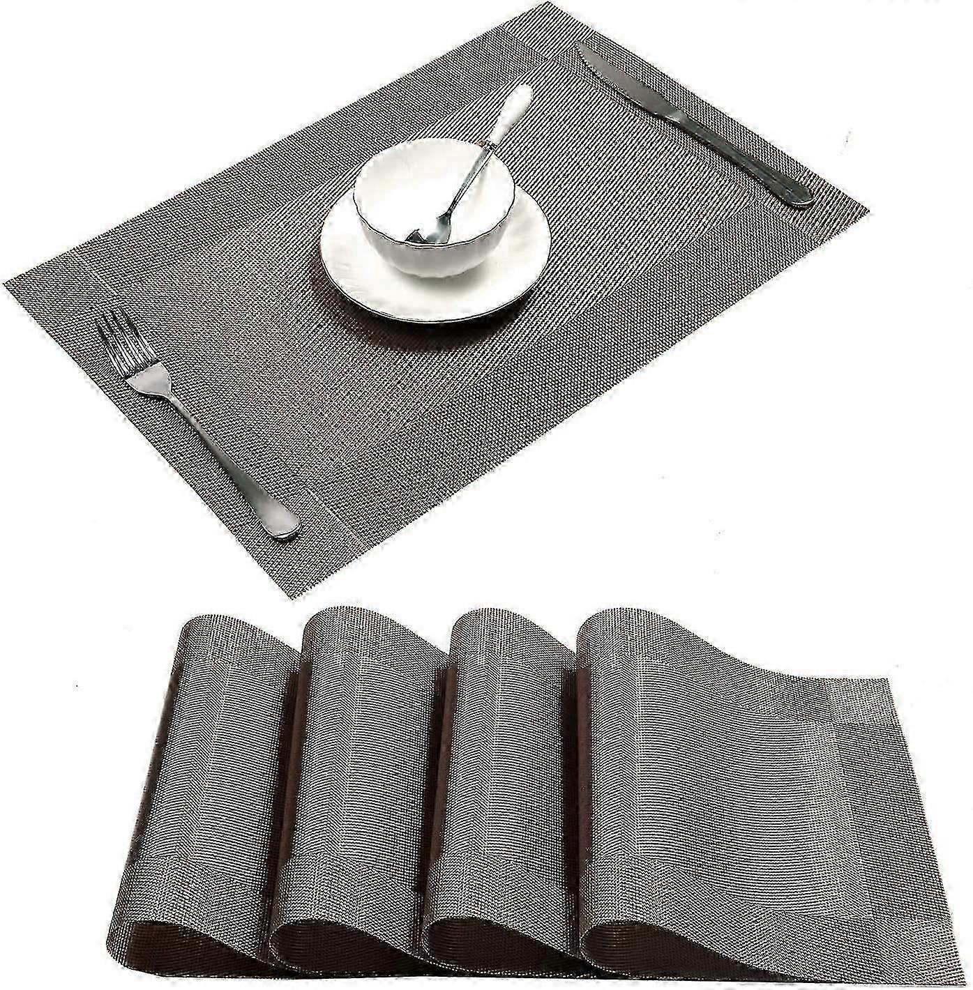 Tischset, kreuzgewebtes Vinyl rutschfeste Isolierung Tischset Waschbare Tischsets 4er Set (4 Stück Tischsets, Champagner)
