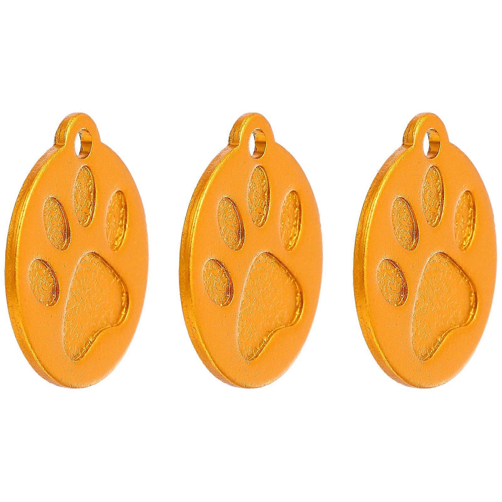 Pet Id Tags Dog Tags for Identification 3Pcs Aluminium Durable Paw Shape Yellow