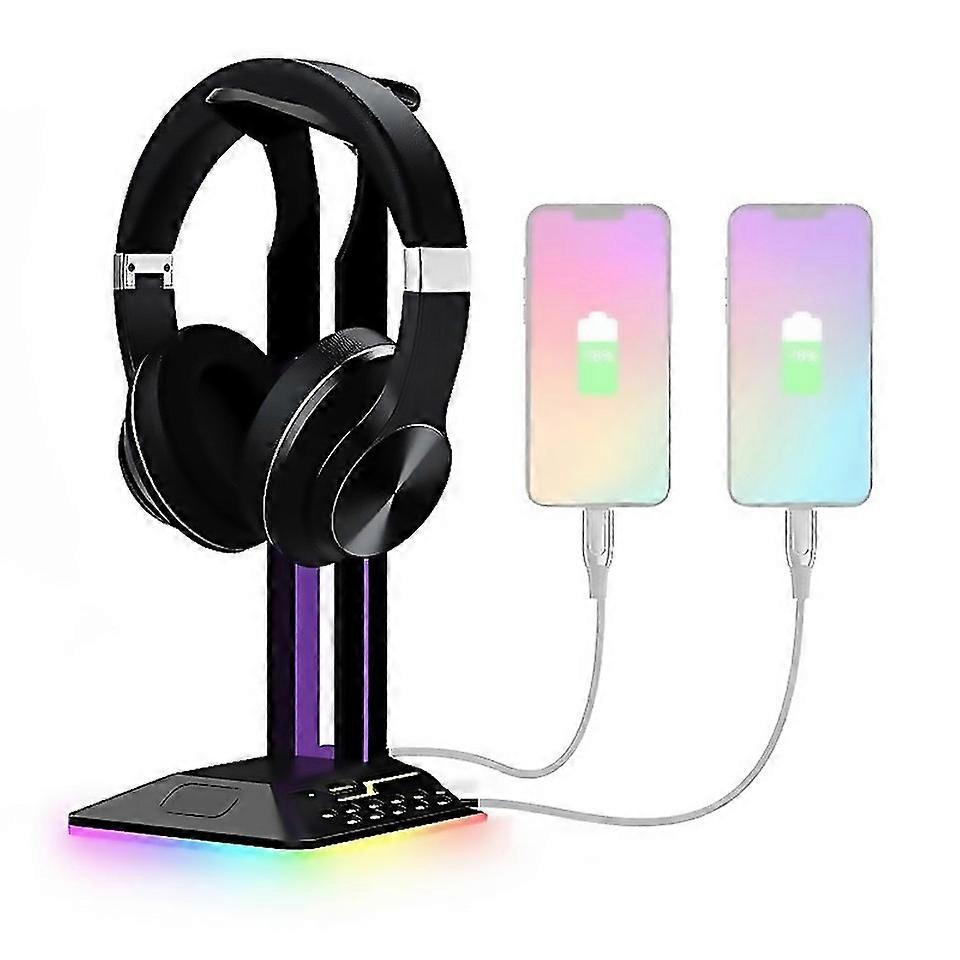 For New Dual Usb Rgb Color Changing Gaming Headset Stand
