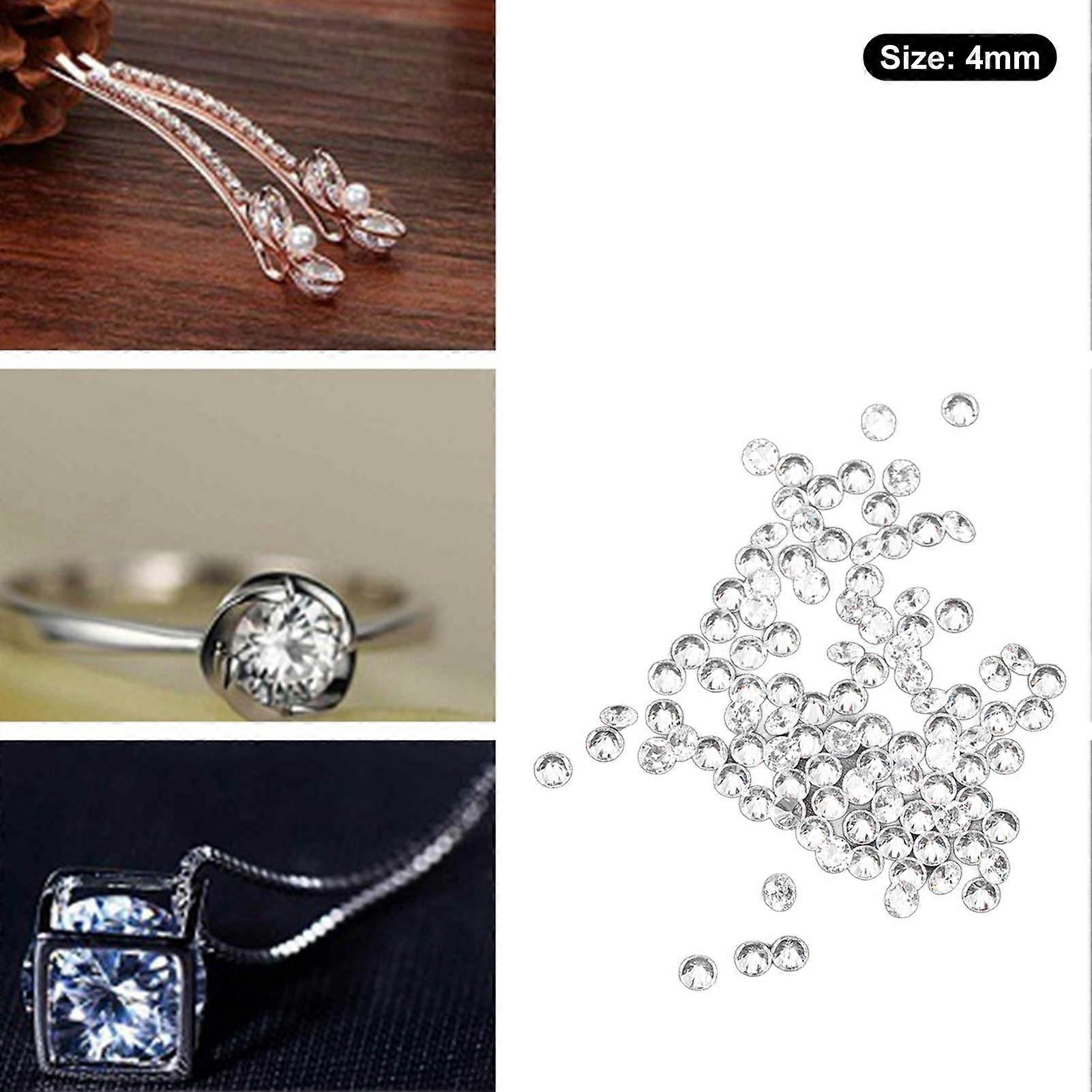 100pcs 4mm Transparent Zircon Rhinestones Mini Sharp Bottom Gems