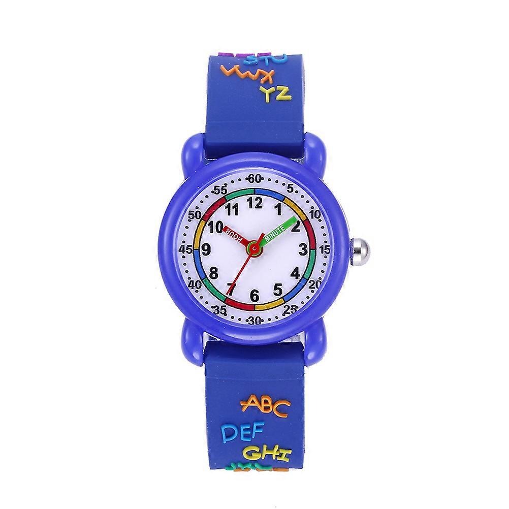 Cartoon Pattern Children Watch Quartz Wristwatch for Decoration 3Pcs Blue