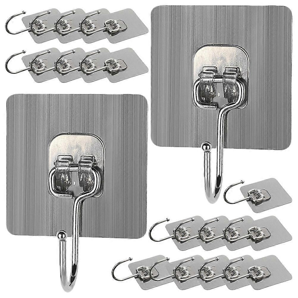Silver Adhesive Wall Hooks Strong Hanging Hooks with 80Pcs for Home