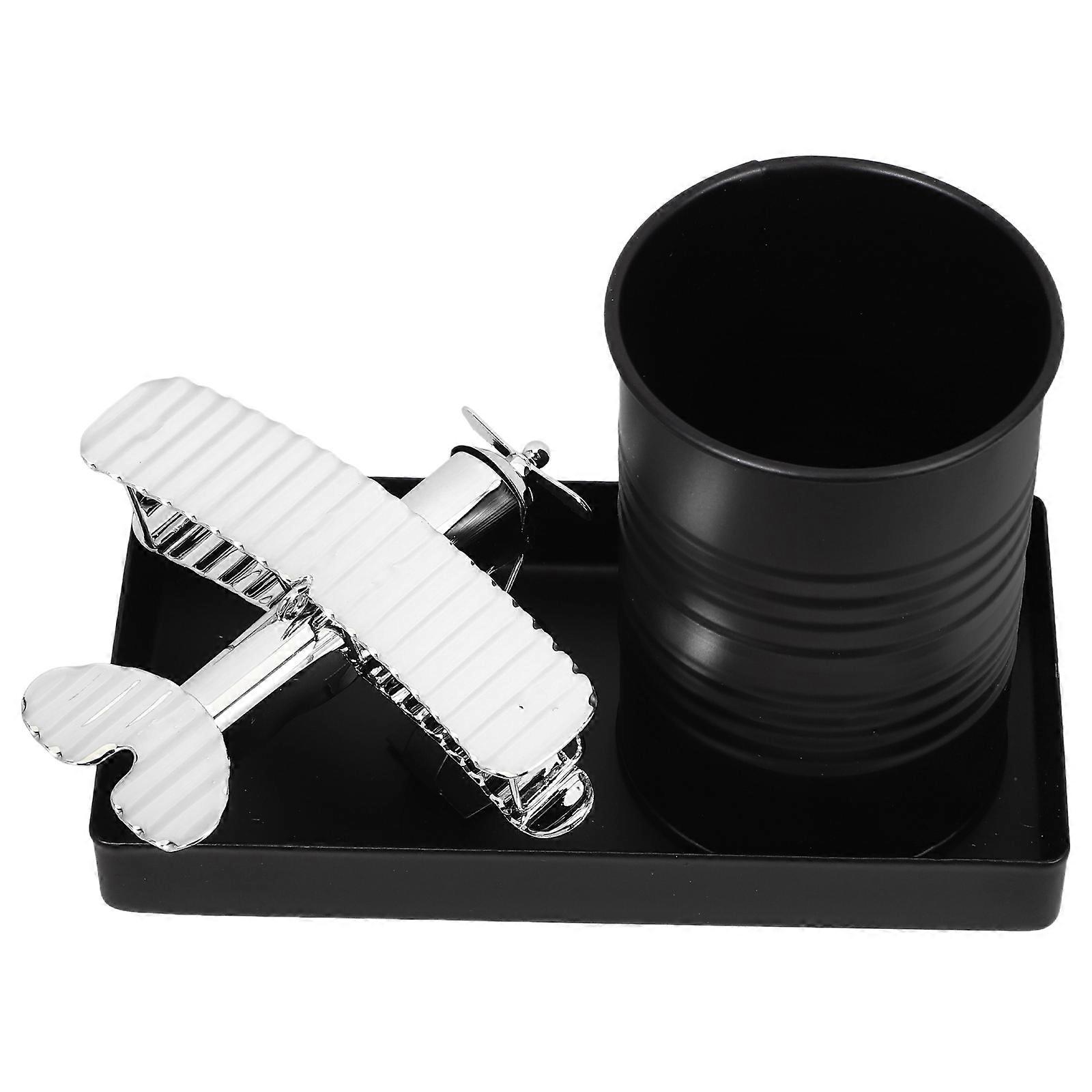 Iron Pen Holder Airplane Model for Desk Organizing 2Pcs Set