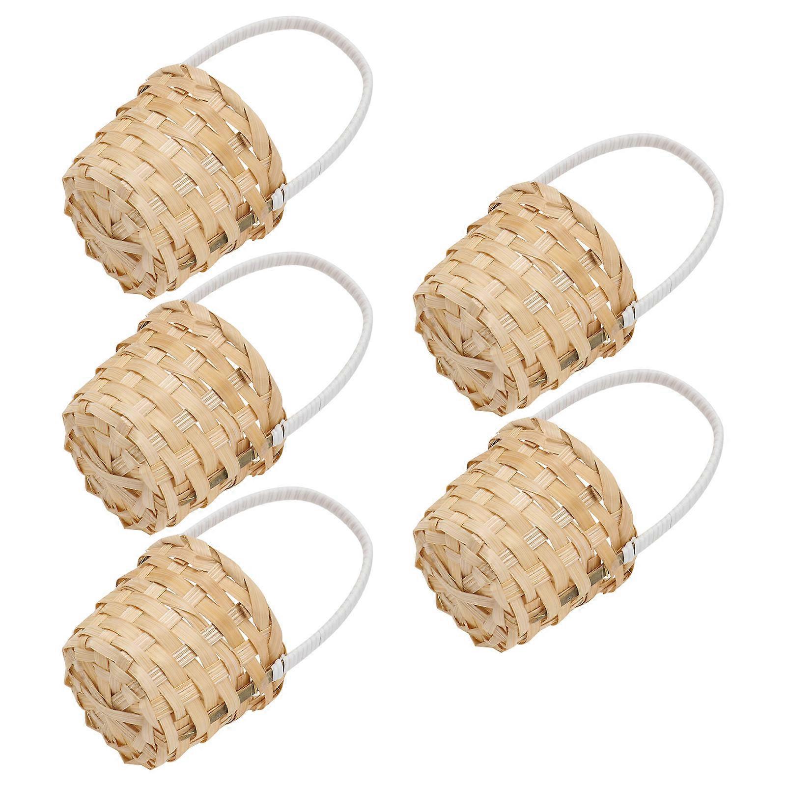 Bamboo Weaving Picnic Basket Beige for Fruit Storage 15Pcs