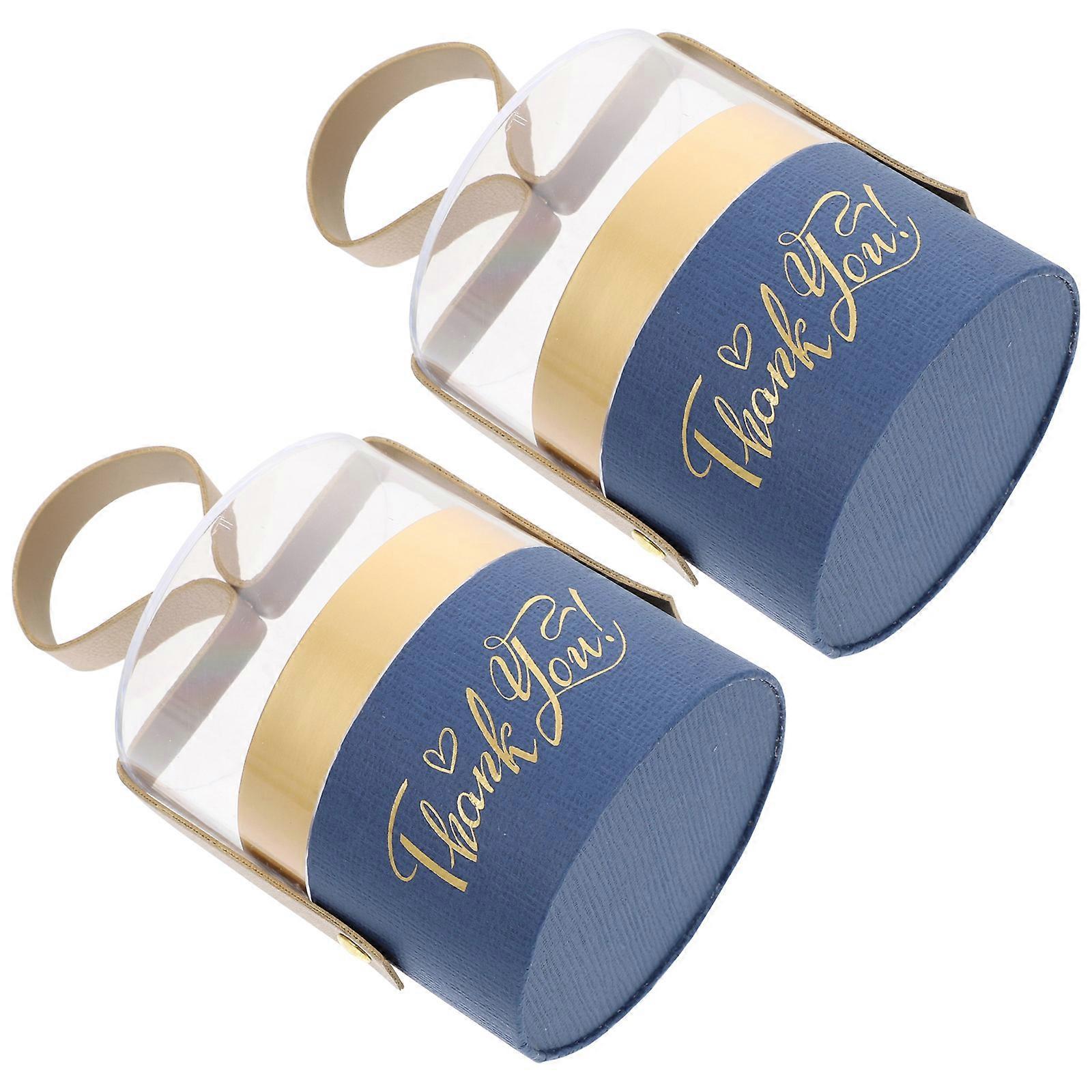 Cylinder Candy Box With Transparent Lid For Gift Giving And Party Use In Blue Pcs