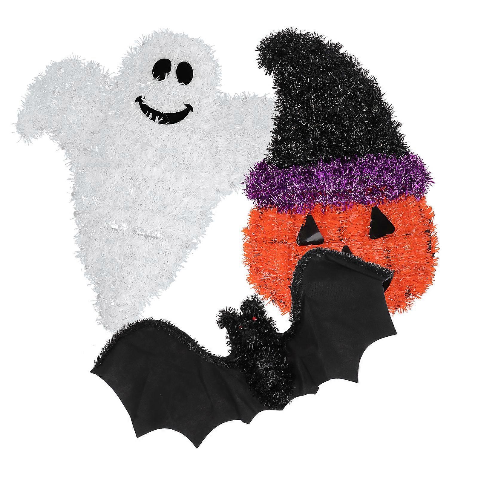 Creative Halloween Decors Including 3Pcs Hanging Ghost Pumpkin Bat Door Pendants