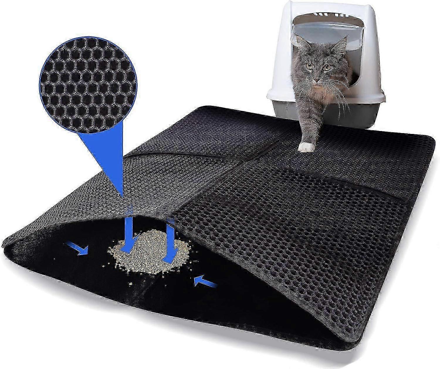 Cat Litter Mat Foldable Litter Mat Honeycomb Design Cat Litter Tray Mat Double Layer Design Cat Litter Mat Large Litter Mat