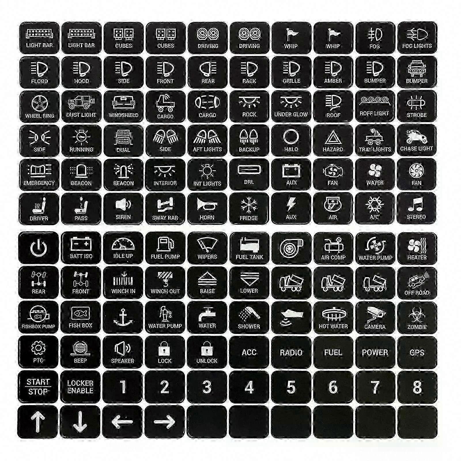 Push Button Switch Stickers 120 Labels for 6/8/12 Gang Touch Panel Decals Marine Boat Truck Camper Dashboard Control