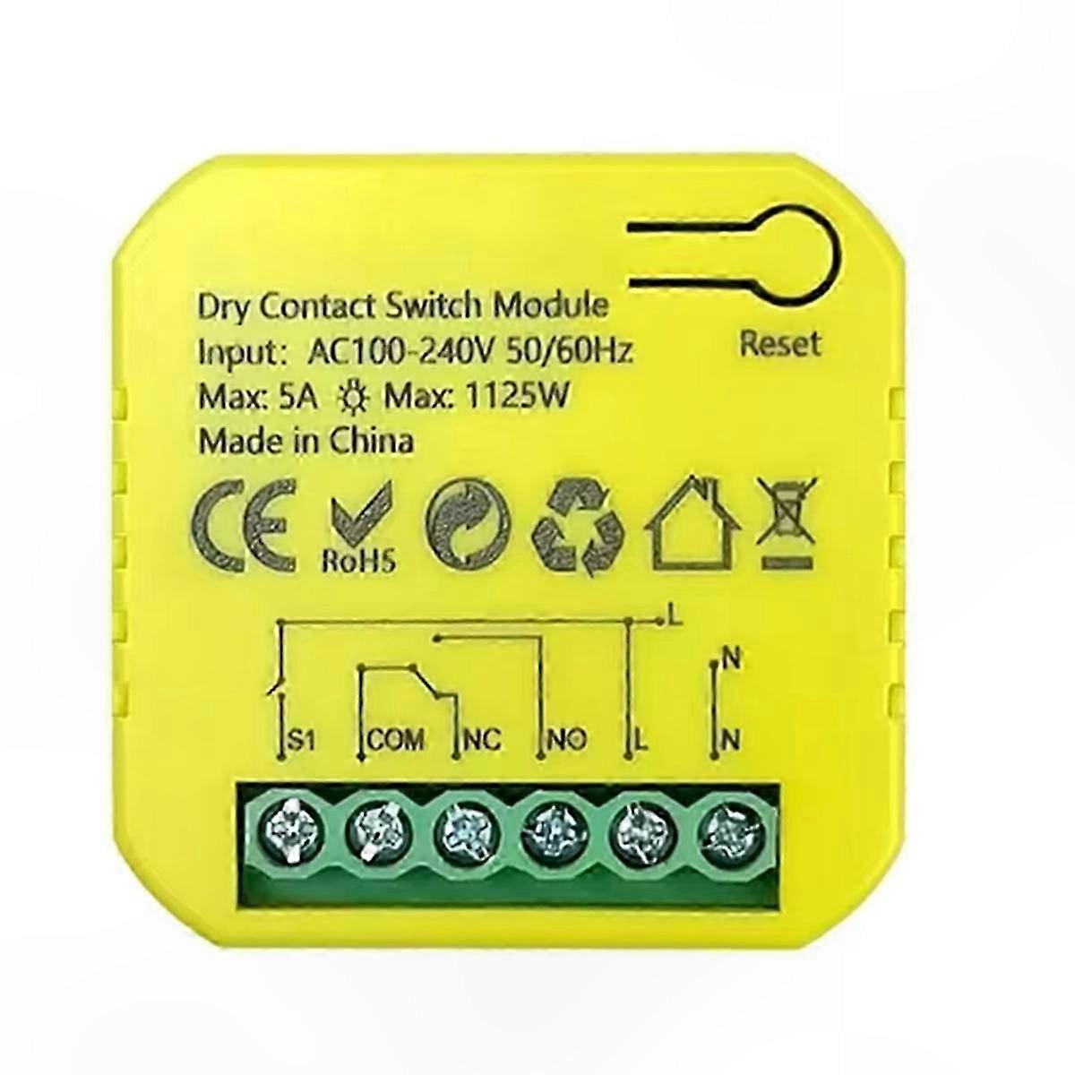 ZigBee Dry Contact Relay Switch 5A Smart App Remote Control Timer DC12/24V AC100-240V Compatible