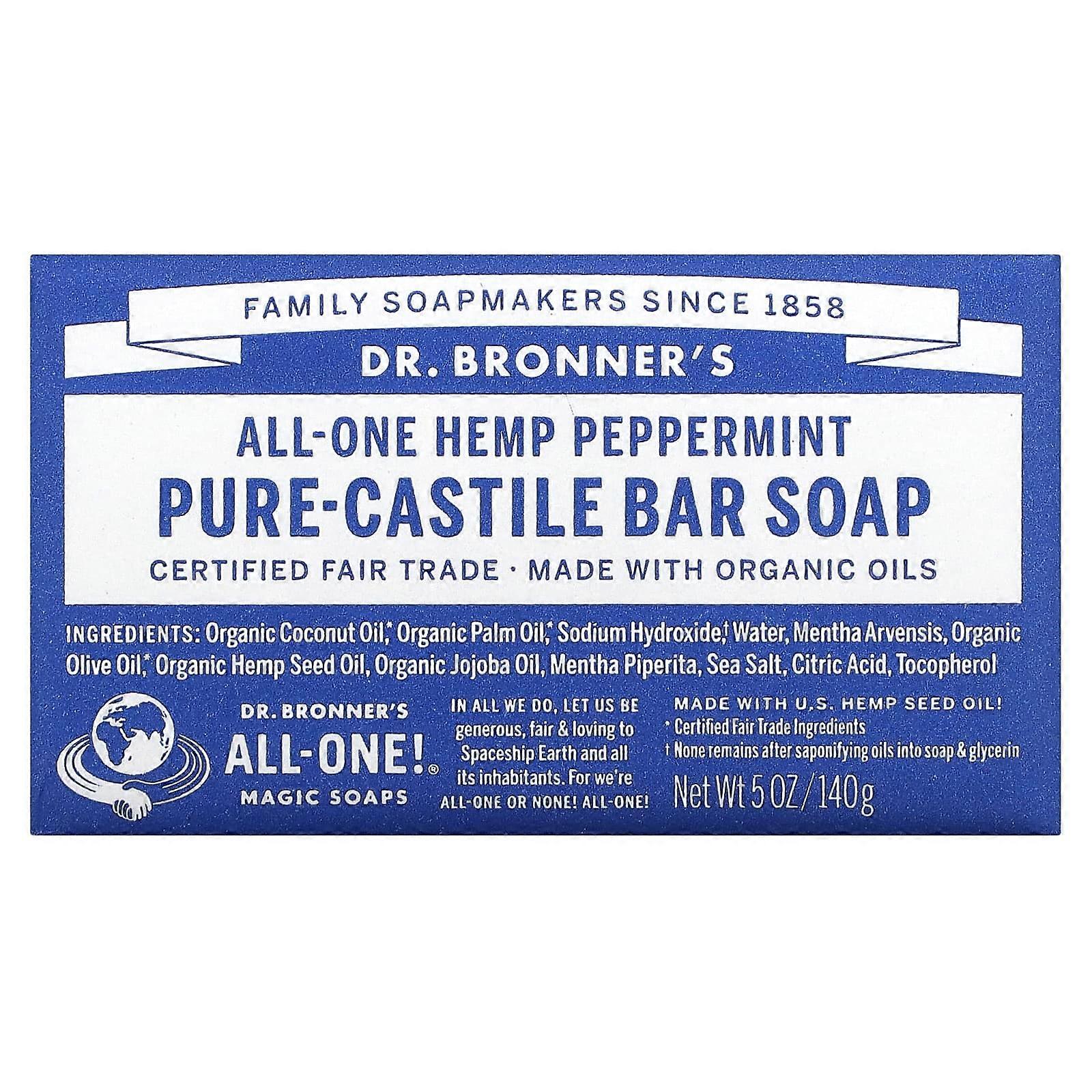 Pure Castile Bar Soap, All-One Hemp, Peppermint, 5 oz (140 g)