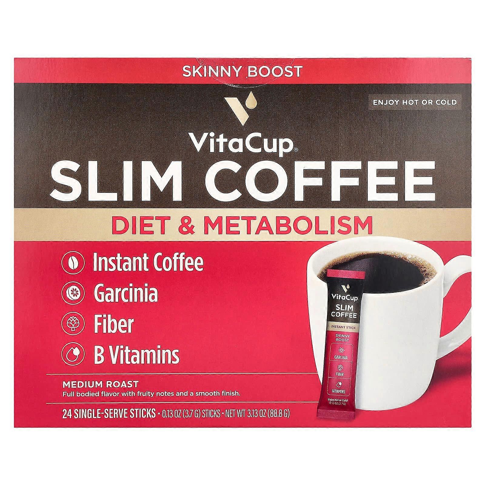 Slim Instant Coffee, Medium Roast, 24 Single Serve Sticks, 0.13 oz (3.7 g) Each