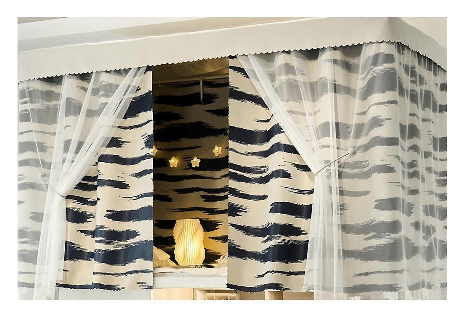Bunk Bed Curtains Thickened Blackout Upper Bunk Privacy Curtain Mosquito Net Printed Canopy Tent Color2 1.2x2.0m 1pc
