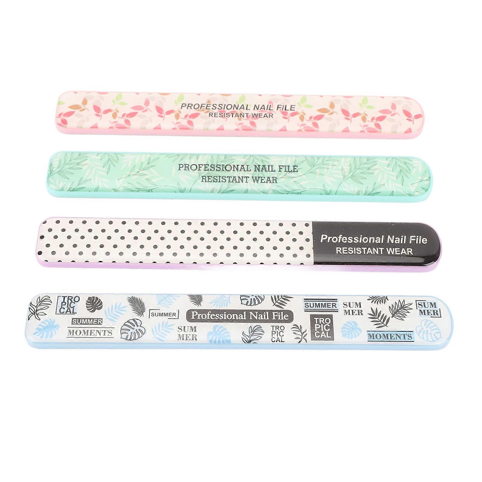 4 Pack Stainless Steel Nail Files Anti Slip Handle Rectangle Files Nails Easily Metal Manicure Fingernail File 