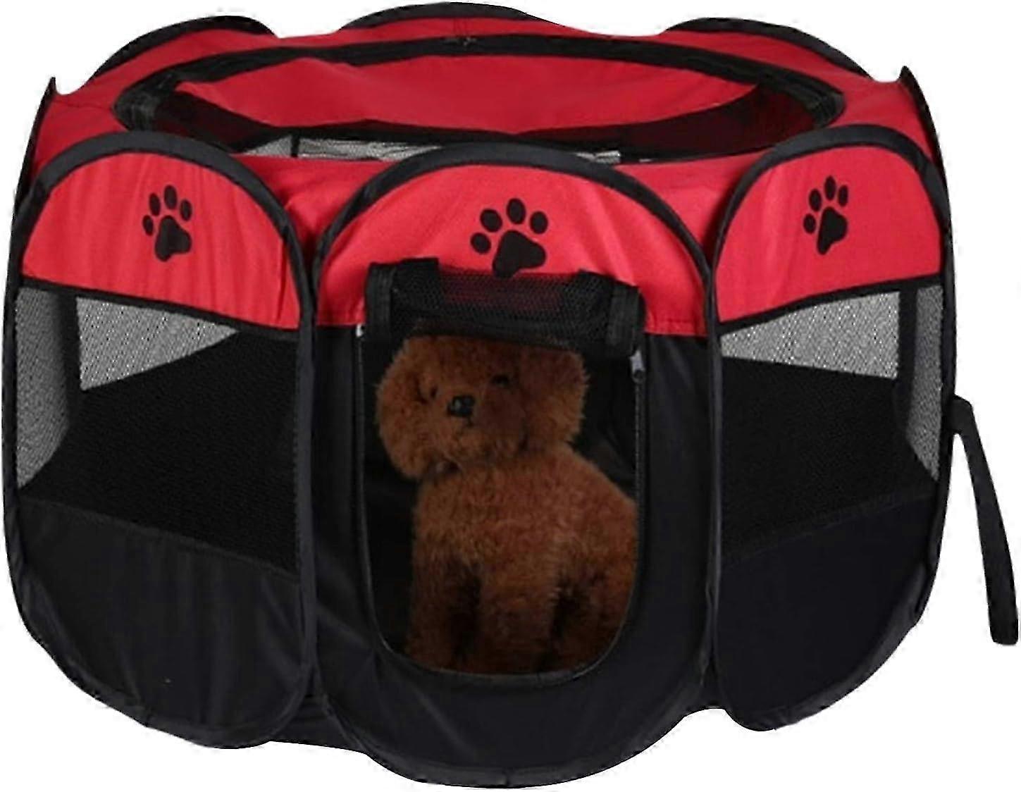 25-26 Parc pour animaux de compagnie portable Parc pour chiots Chien de compagnie Chat Parc Cage Caisse 74 x 74 x 43cm Tissu doux Pliable In
