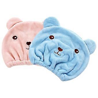 Soft Corals Fleece Hair Towel Wrap For Quick Drying Thick Bath Towel Quick Drying Hair Turban For Women Men Absorbent  2 powders