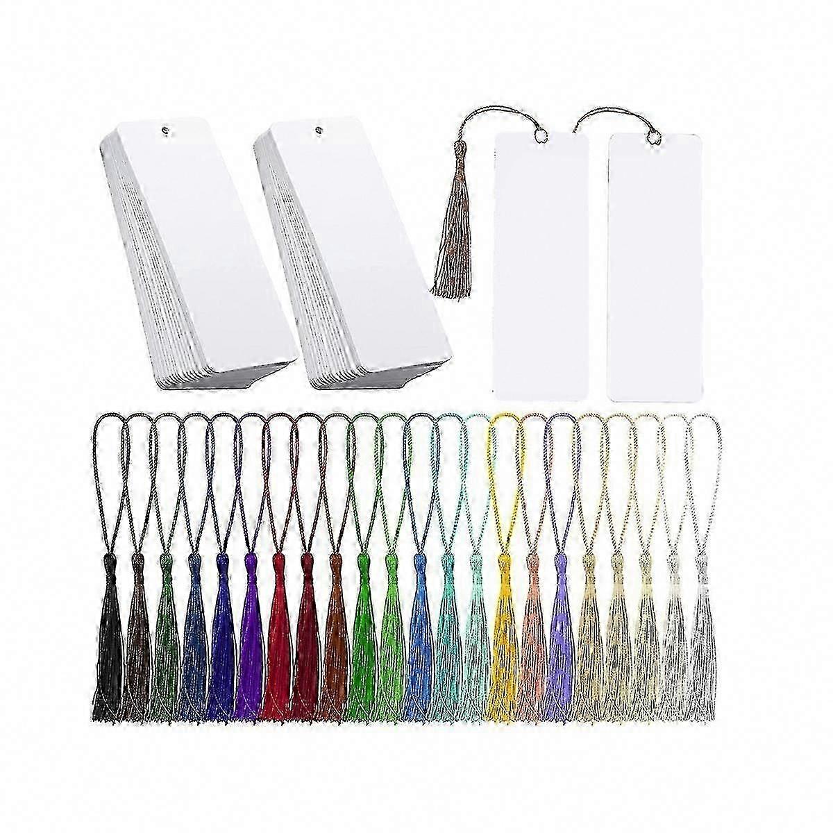 80-Piece Sublimation-Ready Bookmarks with Holes and Vibrant Colorful Tea Towels for DIY Crafting