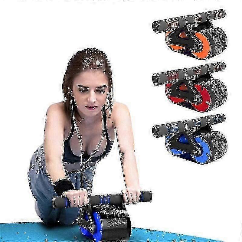 Double Wheel Abdominal Exerciser Women Men Automatic Rebound Ab Wheel Roller BPG