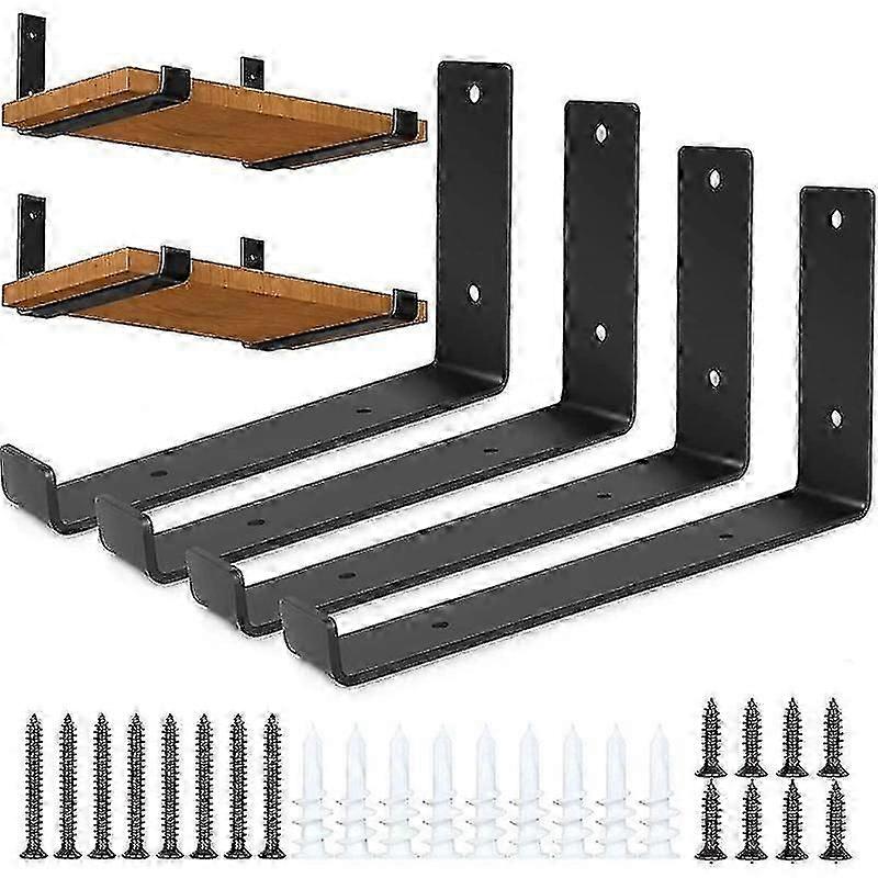 Iron shelf brackets industrial style 4 pack with screws