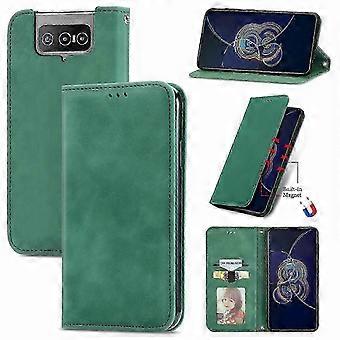 Asus Zenfone 8 Flip Retro Leather Case with Magnetic Flip, Card Slots & Photo Frame