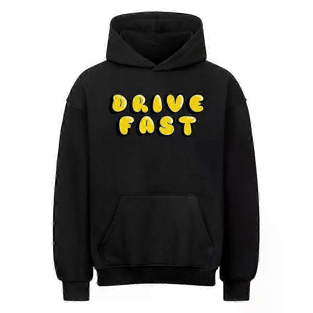 Drive Fast Black Hoodie Pullover Rockinstone