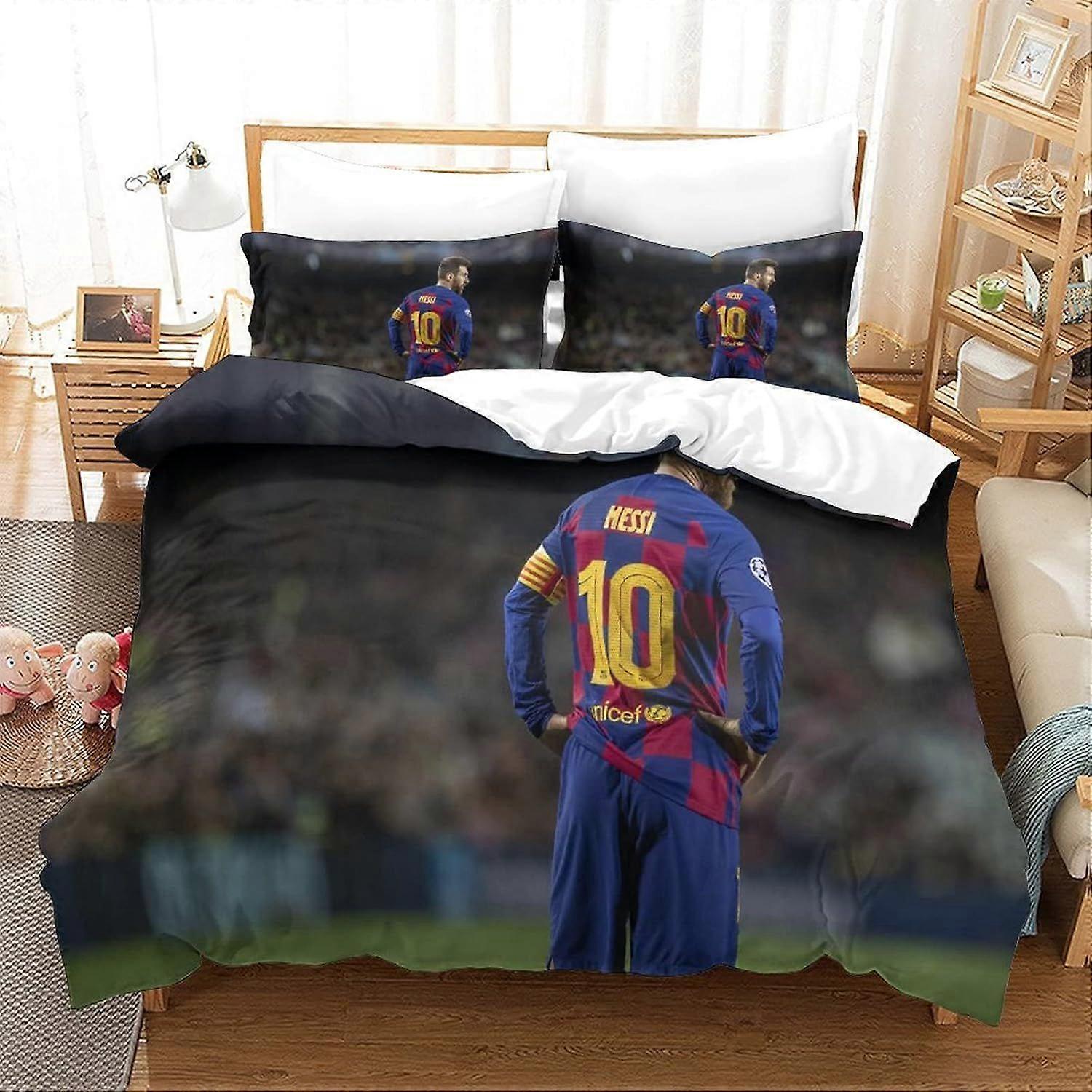 Clube de Futebol 3D Print Capa de Colcha Edredom Capa Set Single Print Duvet Bedding Set Soft Messi Leve Capa de Colcha de Microfibra com Zippe