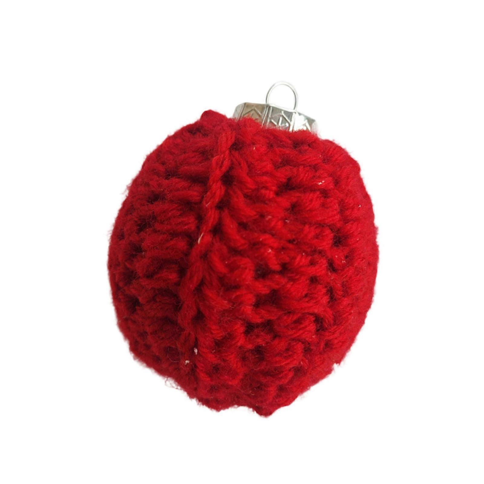 2er-Pack gestrickte Weihnachtsdekorationen (6 cm), weiches Polyester, handgefertigt, für den Weihnachtsbaum, als Geschenk für Zuhause oder für Partys, Rot