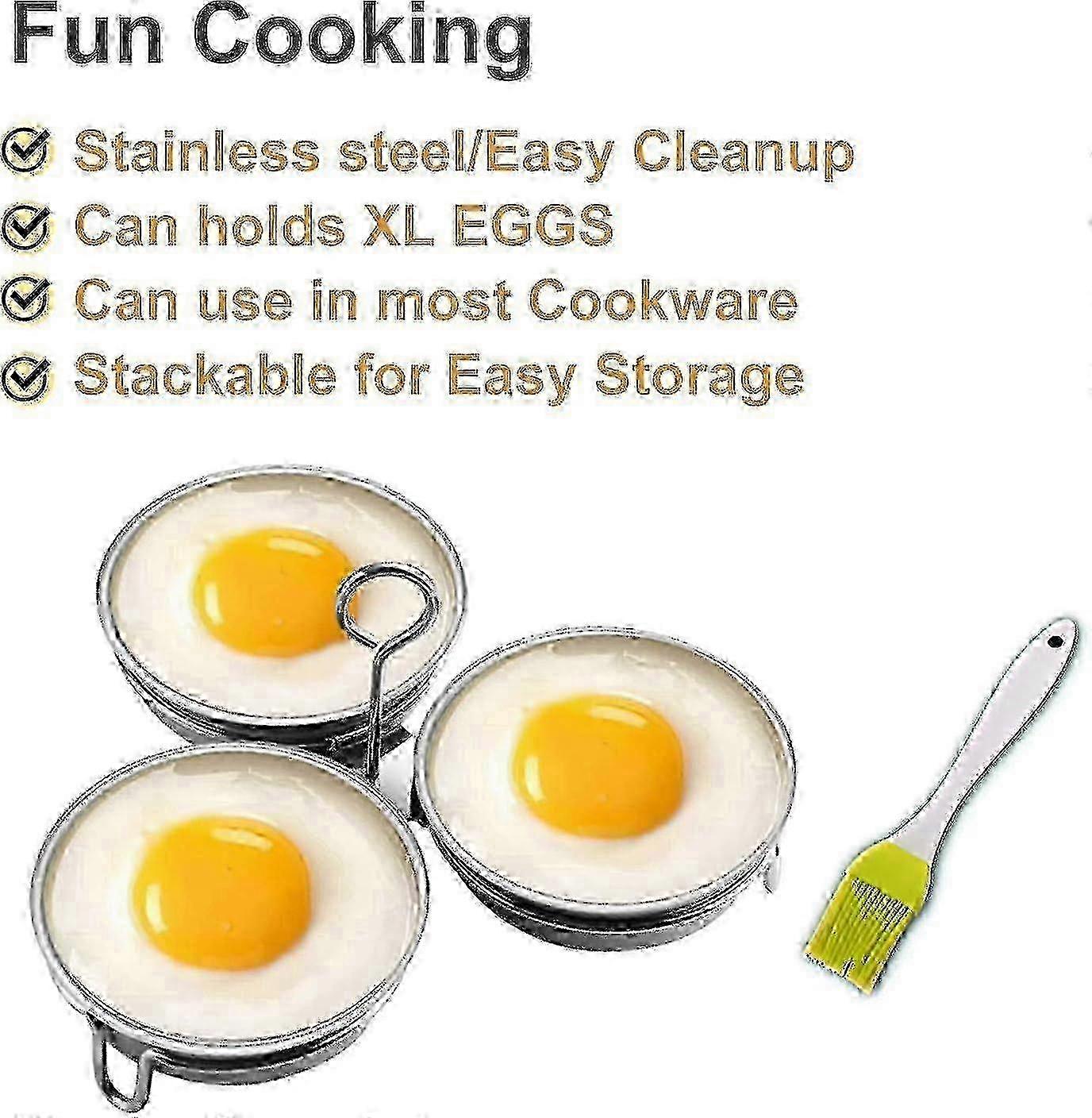 Ægkrybskytte i rustfrit stål, 3-kops morgenmadsæggekoger til perfekte pocherede æg