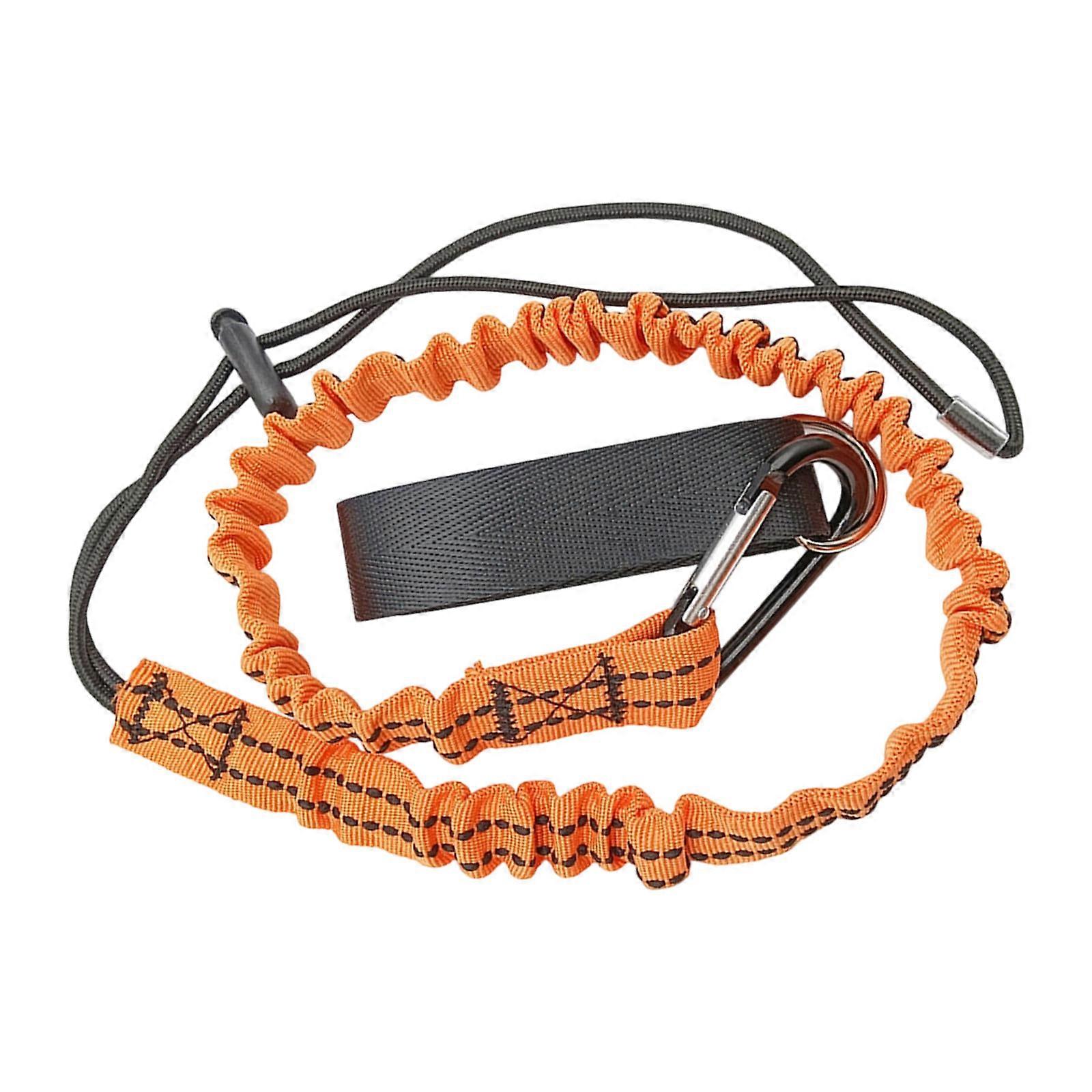 Regulable Bungees Cord Tool Tethers Strap For High Altitudes Worker Features Secure Carabiner Hook And Wear Resistant  orange color