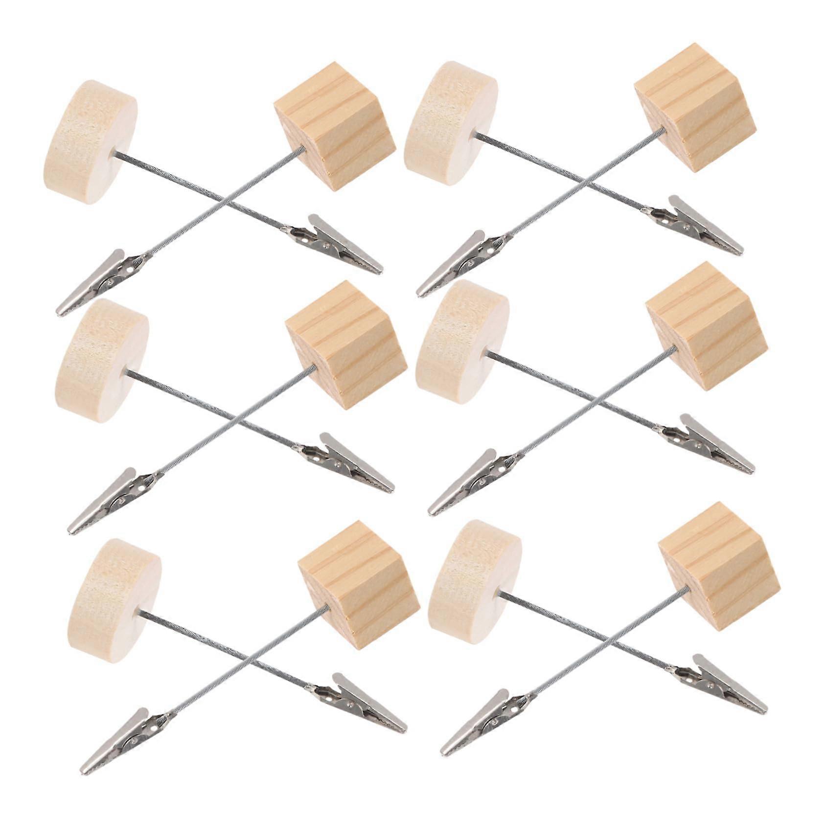 20pcs Wooden Place Card Holders with Square and Column Design for Wedding Banquet Table Seating and Photo Display