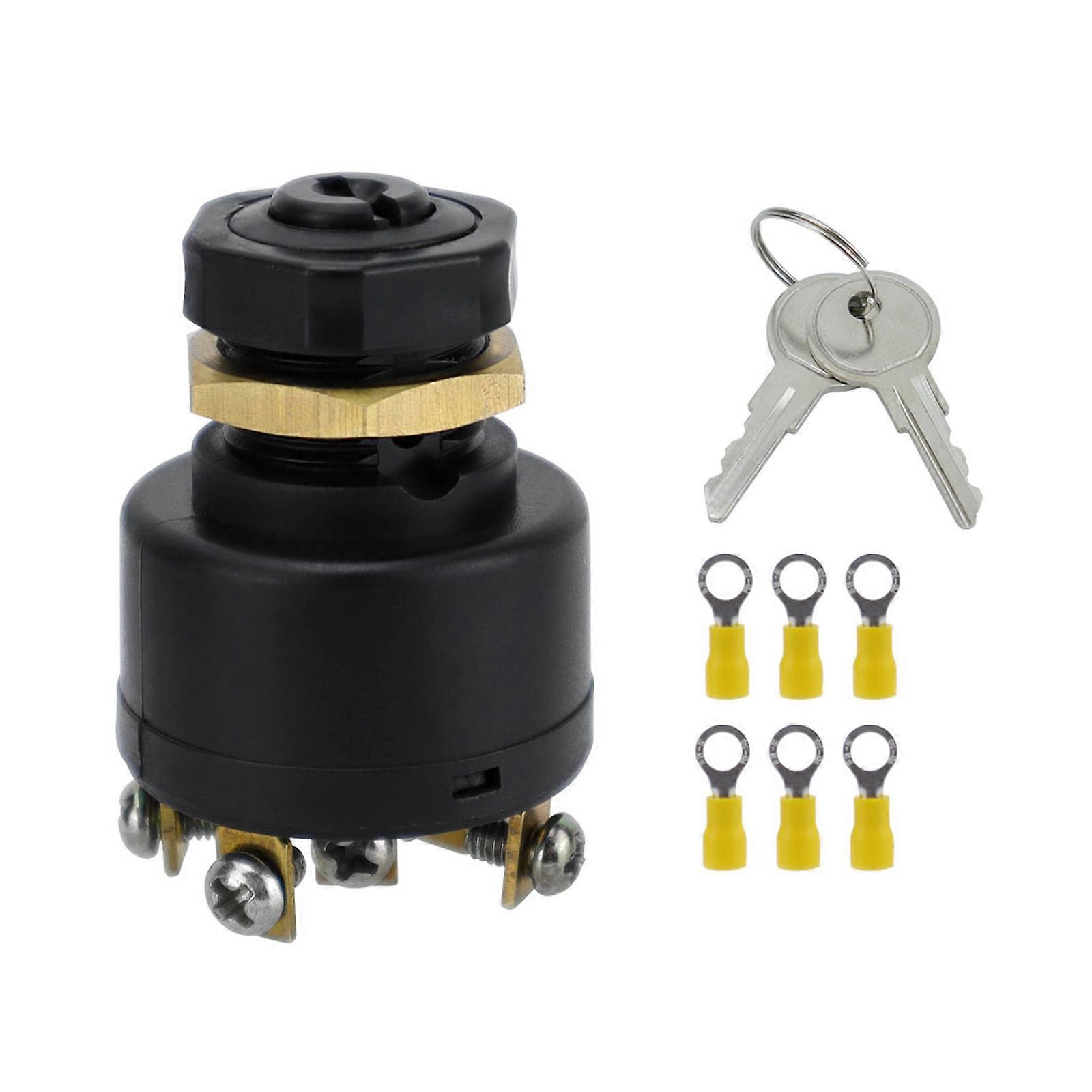 Engine Ignition Starter Switches & 2 Key 12V 3 Position 6 Connection Terminal For Car Motorcycle Tractors Multicolor