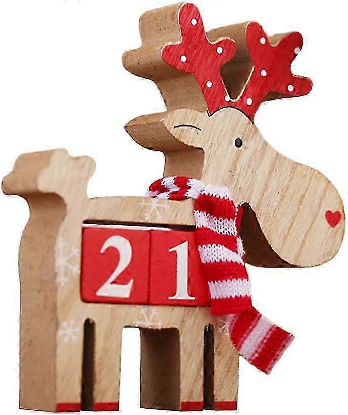Reindeer Advent Calendar for Christmas Table Decoration in Wood