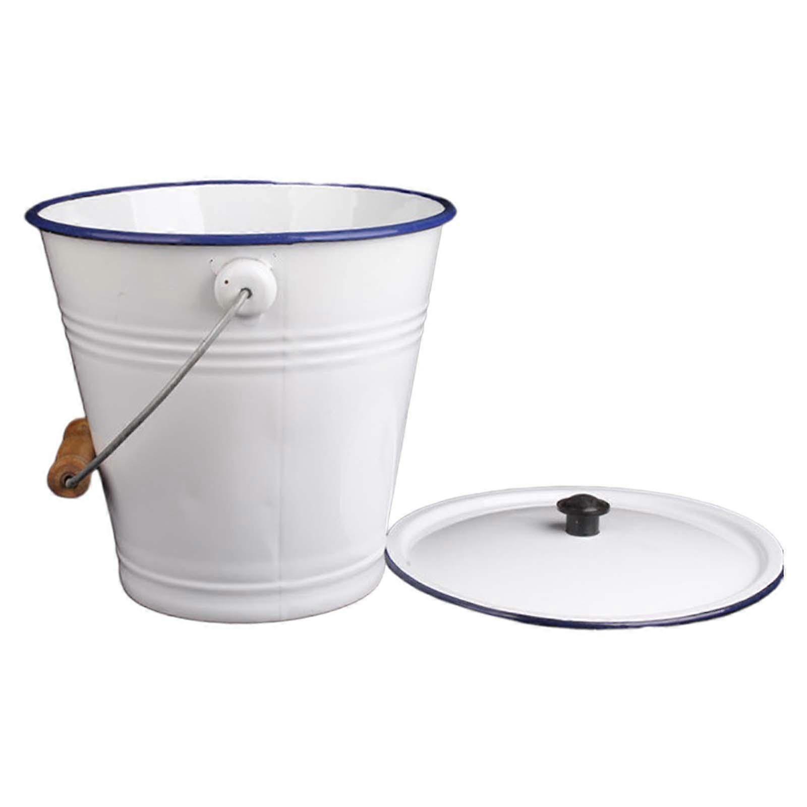 Enamel Water Bucket 7L Enamelware Pail for Ice Chilling Drinks at Family Gatherings