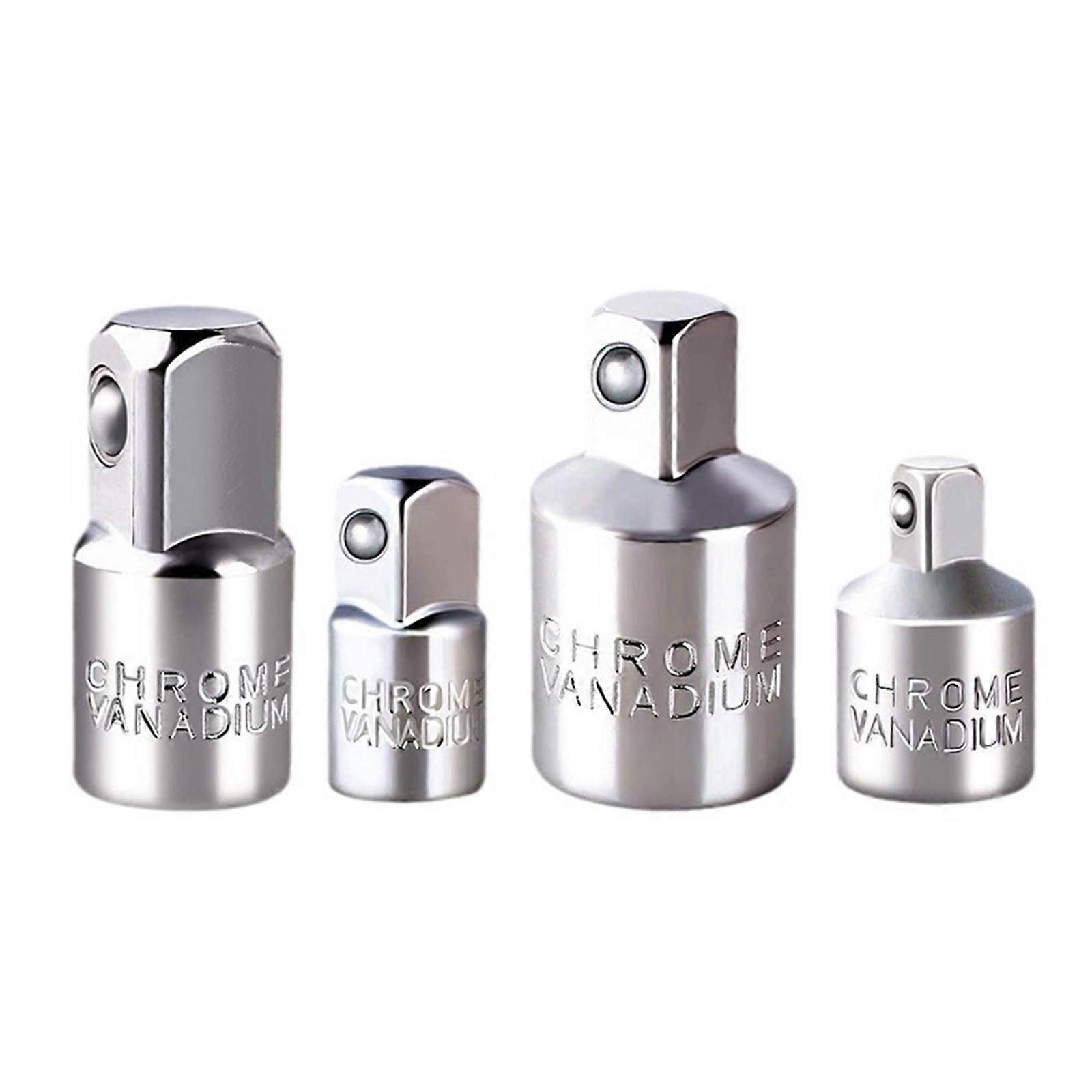 4PCS Impact Adapters and Reducers Set Wrench Conversion 1/4, 3/8, 1/2" Socket Reducers for Impact Driver Conversions  Silver