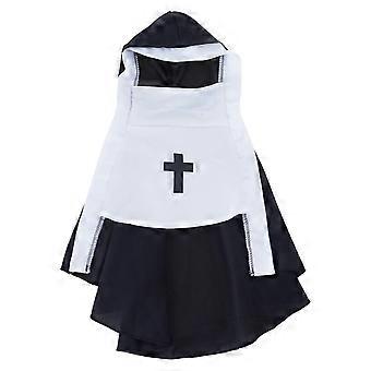 Niedliches Haustier-Nonnenumhang-Kostüm, Halloween-Verkleidung, lustiges Kostüm für Hunde und Katzen, Cosplay-Outfit, Rollenspielbekleidung S