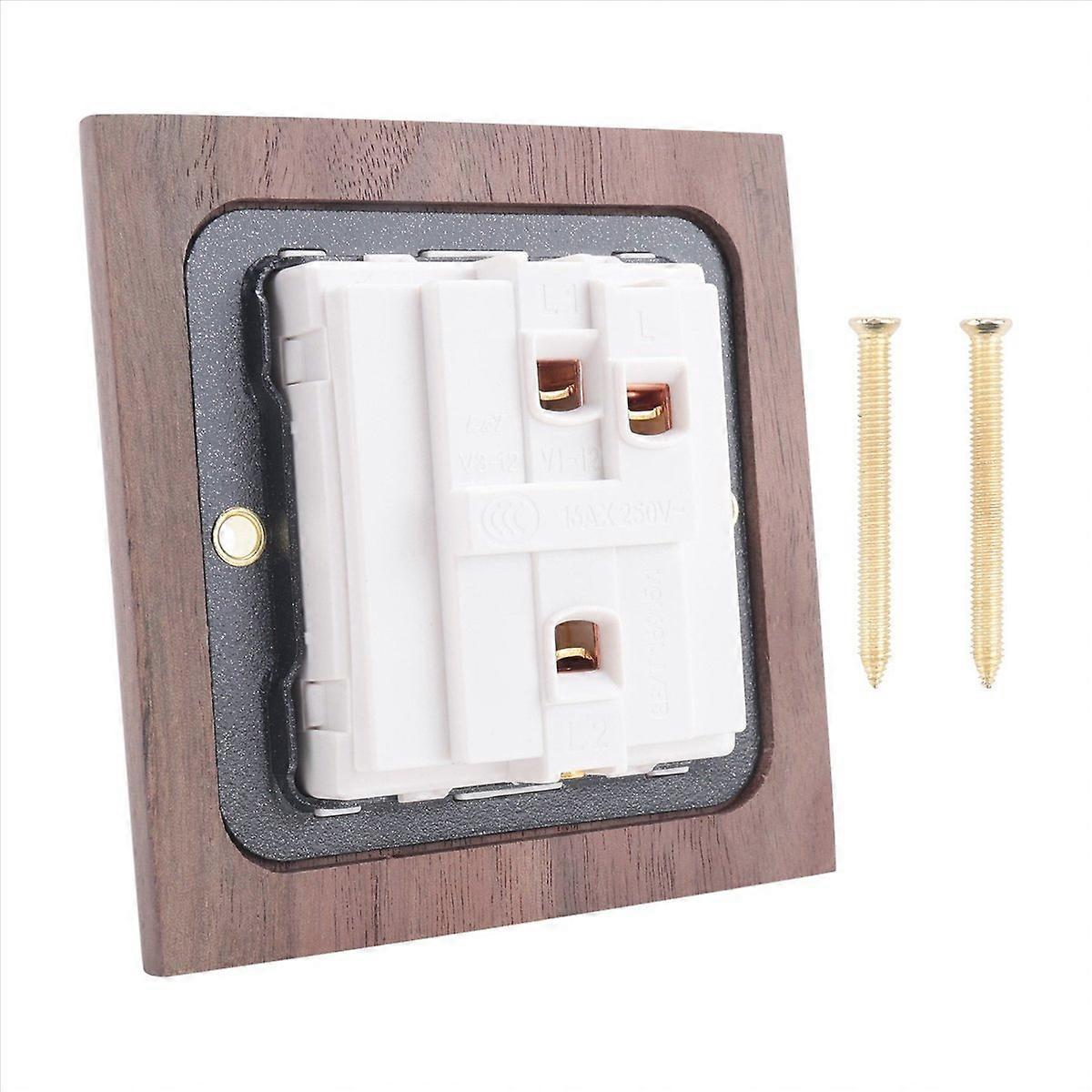 4X Retro American Industrial Style Light Switch Socket, Solid Wood Brass Toggle Switch Plate,Antique